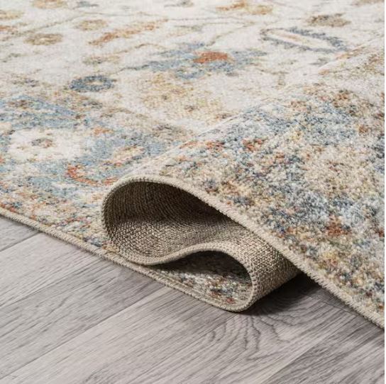 Hiero Cream/Terra 4 ft. x 6 ft. Persian Border Low-Pile Machine-Washable Area Rug
