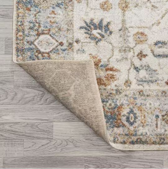 Hiero Cream/Terra 4 ft. x 6 ft. Persian Border Low-Pile Machine-Washable Area Rug