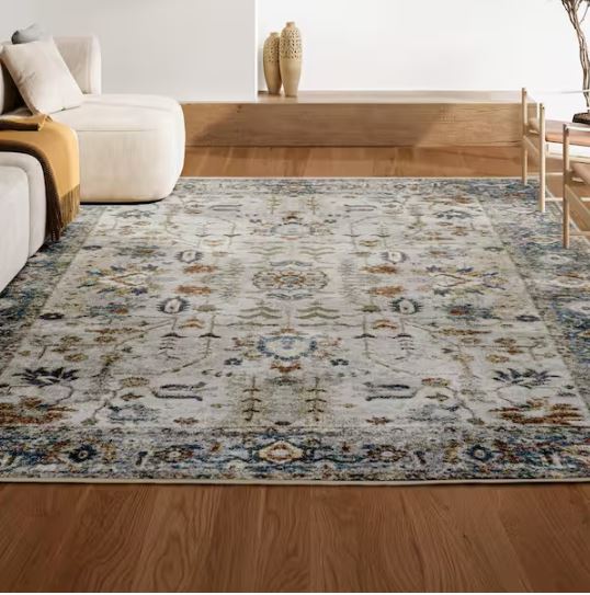 Hiero Cream/Terra 4 ft. x 6 ft. Persian Border Low-Pile Machine-Washable Area Rug