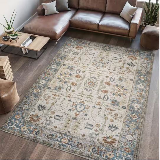 Hiero Cream/Terra 4 ft. x 6 ft. Persian Border Low-Pile Machine-Washable Area Rug