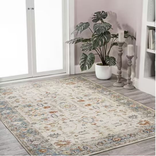 Hiero Cream/Terra 4 ft. x 6 ft. Persian Border Low-Pile Machine-Washable Area Rug