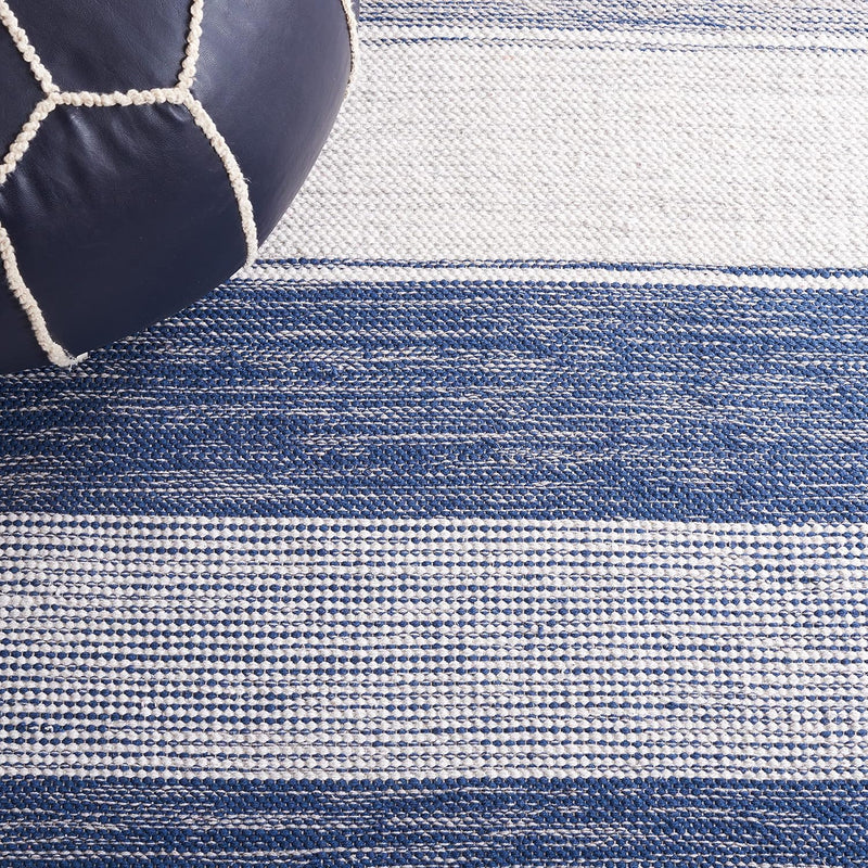 SAFAVIEH Striped Kilim Collection Accent Rug - 3' x 5', Grey & Blue, Flat Weave Cotton Design, Easy Care, Ideal for High Traffic Areas in Entryway, Living Room, Bedroom (STK804M)