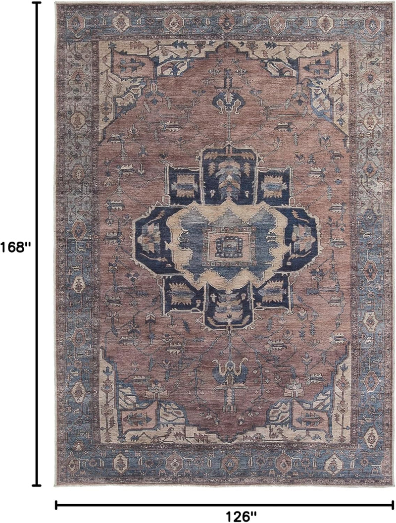 10.6ft x14ft Jaipur Living Soft  Large Area Rug, Boho, Blue/Dark Brown