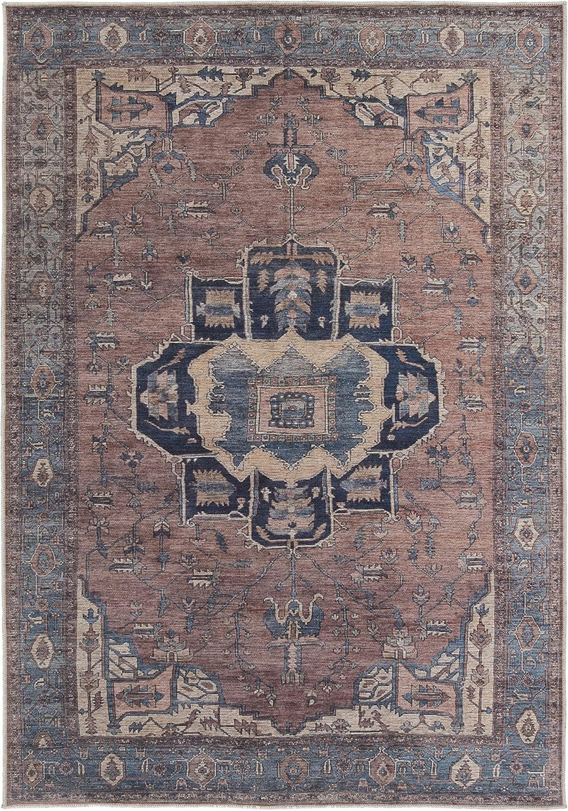 10.6ft x14ft Jaipur Living Soft  Large Area Rug, Boho, Blue/Dark Brown