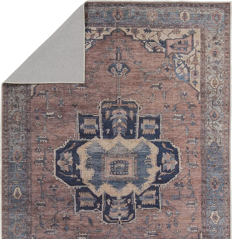 10.6ft x14ft Jaipur Living Soft  Large Area Rug, Boho, Blue/Dark Brown