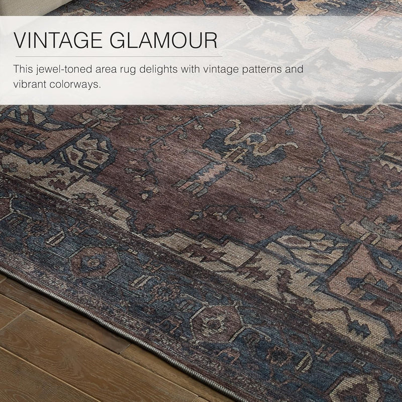 10.6ft x14ft Jaipur Living Soft  Large Area Rug, Boho, Blue/Dark Brown