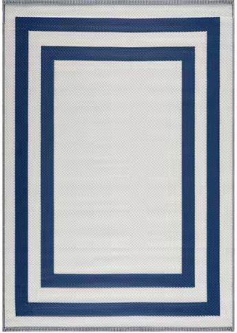 Paris Navy Creme 4 ft. x 6 ft. Modern Plastic Indoor/Outdoor Area Rug