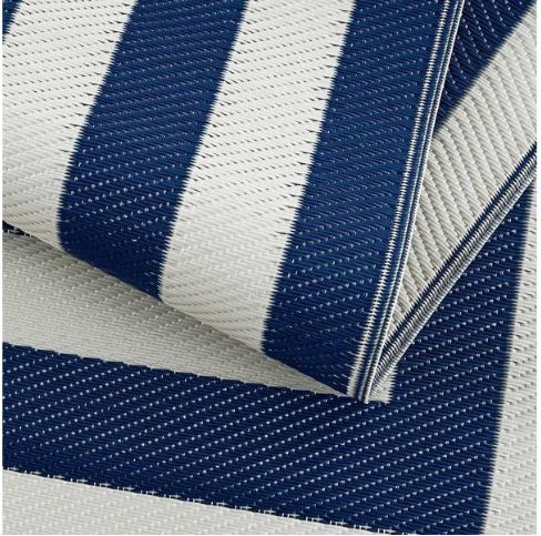 Paris Navy Creme 4 ft. x 6 ft. Modern Plastic Indoor/Outdoor Area Rug