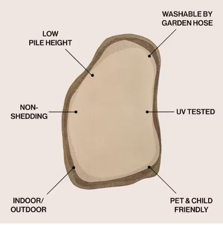 Wyatt Modern Rustic Abstract Beige/Brown 5 ft. x 8 ft. Indoor/Outdoor Shaped Area Rug