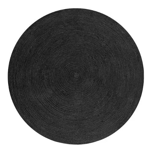 Zara Braided Coastal Cottage Round Jute Black 6 ft. cd Area Rug