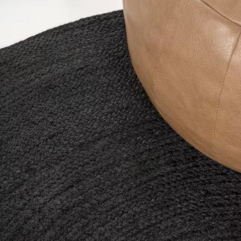 Zara Braided Coastal Cottage Round Jute Black 6 ft. cd Area Rug