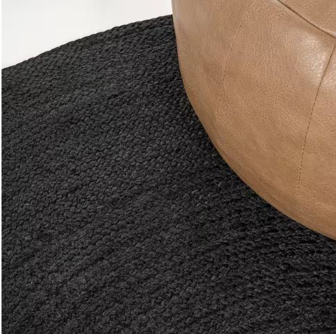 Zara Braided Coastal Cottage Round Jute Black 6 ft. cd Area Rug