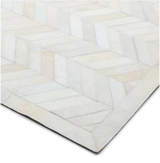10' x 14' Cream Ivory Meir Handmade Contemporary Cowhide Area Rug