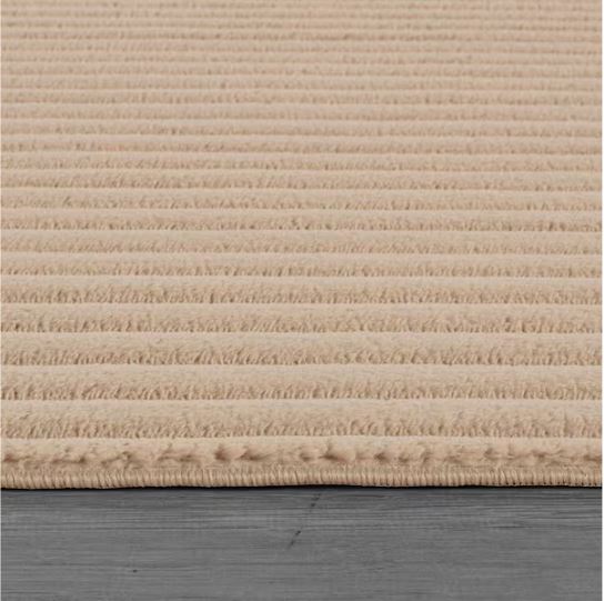 8 ft. x 10 ft. UltraPlush Touch Beige Non-Slip Rubber Back Washable Polyester Stripes Indoor Area Rug
