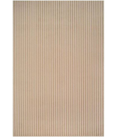 8 ft. x 10 ft. UltraPlush Touch Beige Non-Slip Rubber Back Washable Polyester Stripes Indoor Area Rug