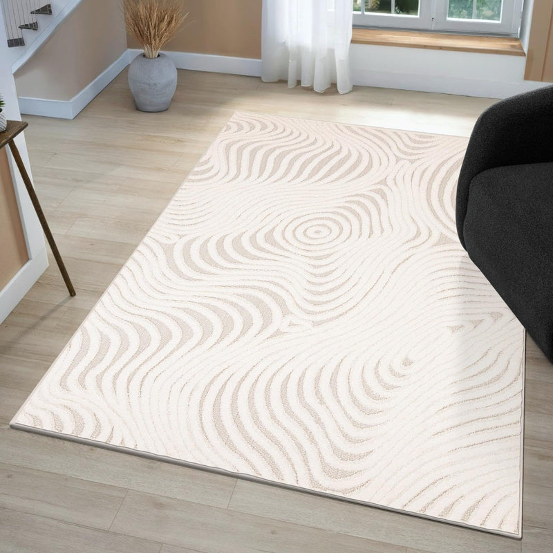 8x10 LUXE WEAVERS Abstract Swirl Cream Area Rug, Modern Shapes Carpet