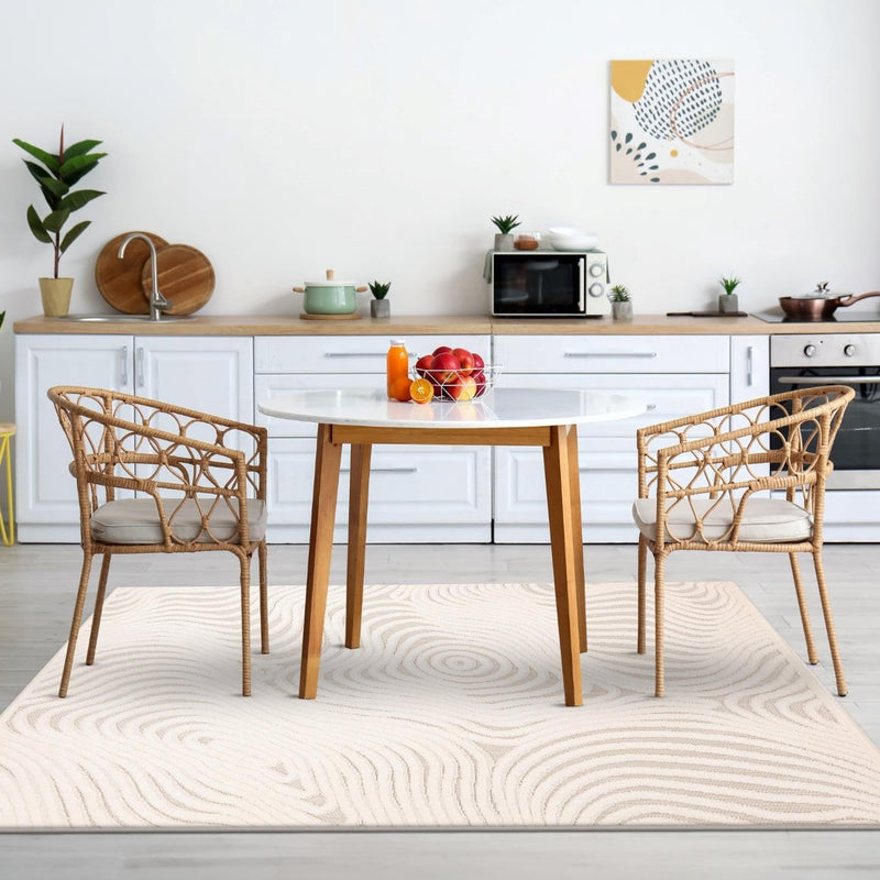 8x10 LUXE WEAVERS Abstract Swirl Cream Area Rug, Modern Shapes Carpet