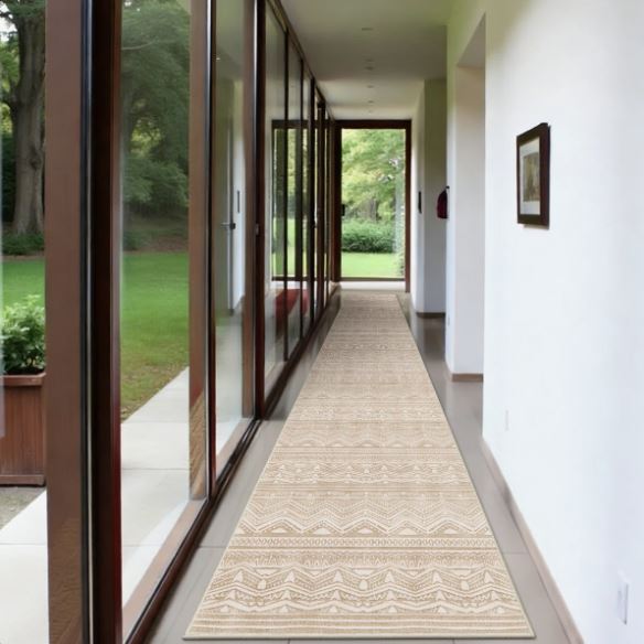 Size 3' x 16' Rug Runners Washable - Moroccan Hallway Runner Rug Non Slip Kitchen Runner Low Pile Soft Indoor Floor Mat Front Door for Bedroom Entryway Laundry Beige