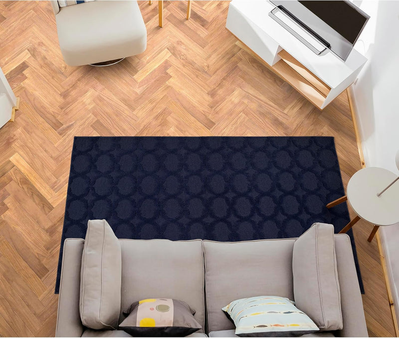 12 Ft. X 15 Ft. Navy Blue Garland Rug Sparta Non Slip Polypropylene Area Rug- Ideal for Living Rooms & Hallways, Stylish & Durable for High-Traffic Areas