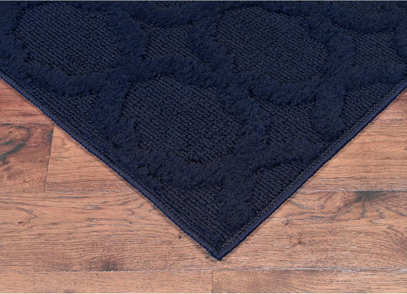 12 Ft. X 15 Ft. Navy Blue Garland Rug Sparta Non Slip Polypropylene Area Rug- Ideal for Living Rooms & Hallways, Stylish & Durable for High-Traffic Areas