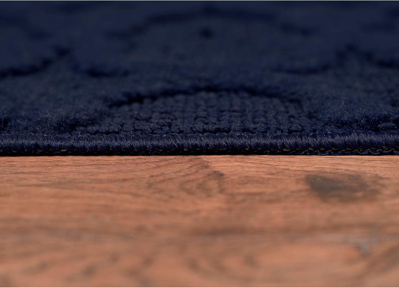 12 Ft. X 15 Ft. Navy Blue Garland Rug Sparta Non Slip Polypropylene Area Rug- Ideal for Living Rooms & Hallways, Stylish & Durable for High-Traffic Areas