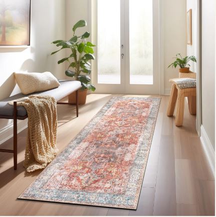 10' x 14' Vintage Inspired Distressed Machine Washable Area Rug