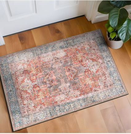 10' x 14' Vintage Inspired Distressed Machine Washable Area Rug