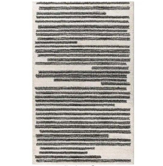 8 ft. x 10 ft. Khalil Modern Berber Stripe Cream/Black Area Rug