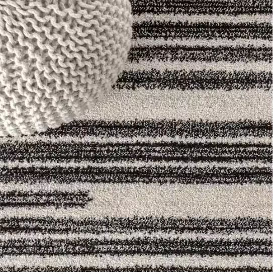 8 ft. x 10 ft. Khalil Modern Berber Stripe Cream/Black Area Rug