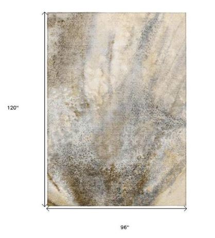 8 ft. x 10 ft. Beige Abstract Indoor / Outdoor Area Rug