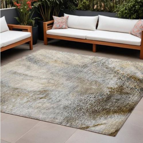 8 ft. x 10 ft. Beige Abstract Indoor / Outdoor Area Rug
