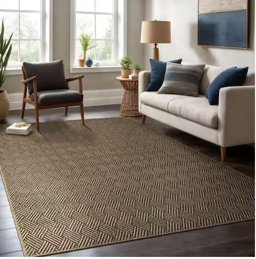 6 ft. x 9 ft. Haven Natural Basketweave Washable Easy Jute Modern Indoor Outdoor Area Rug