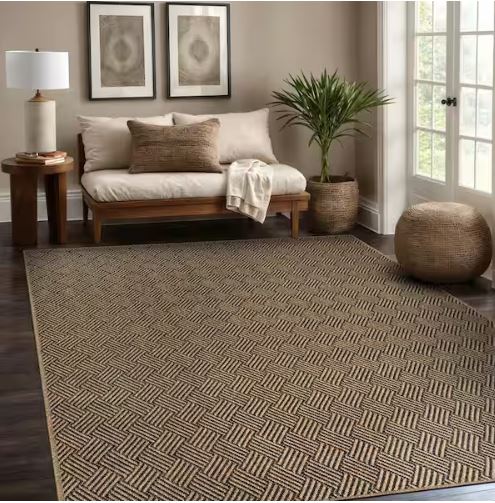 6 ft. x 9 ft. Haven Natural Basketweave Washable Easy Jute Modern Indoor Outdoor Area Rug