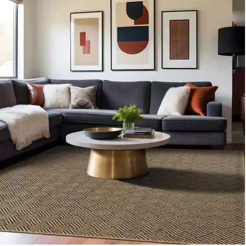 6 ft. x 9 ft. Haven Natural Basketweave Washable Easy Jute Modern Indoor Outdoor Area Rug