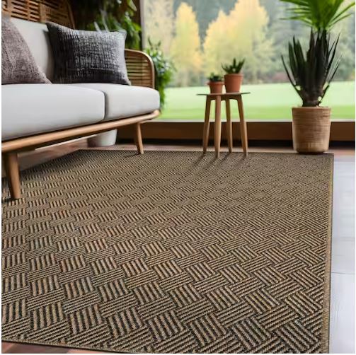 6 ft. x 9 ft. Haven Natural Basketweave Washable Easy Jute Modern Indoor Outdoor Area Rug