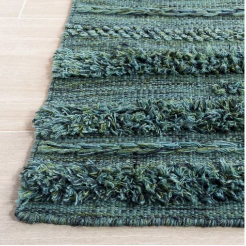 9'x12' Color Dark Green/Black Handmade Hand Woven Indoor Area Rug By Safavieh