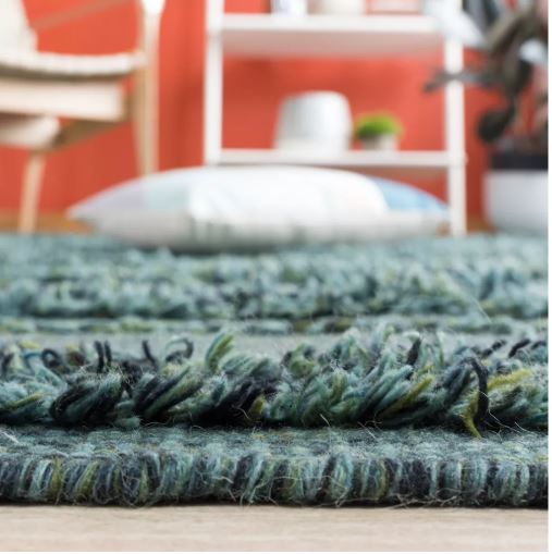 9'x12' Color Dark Green/Black Handmade Hand Woven Indoor Area Rug By Safavieh