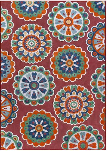 8 ft. x 10 ft. Mandala Red Washable Bohemian Medallion Indoor Outdoor Area Rug