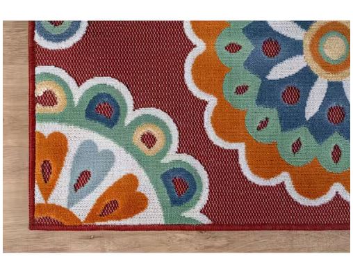 8 ft. x 10 ft. Mandala Red Washable Bohemian Medallion Indoor Outdoor Area Rug
