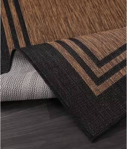 8 X 10 Gold Black Aloha Washable Bordered Indoor Outdoor Area Rug