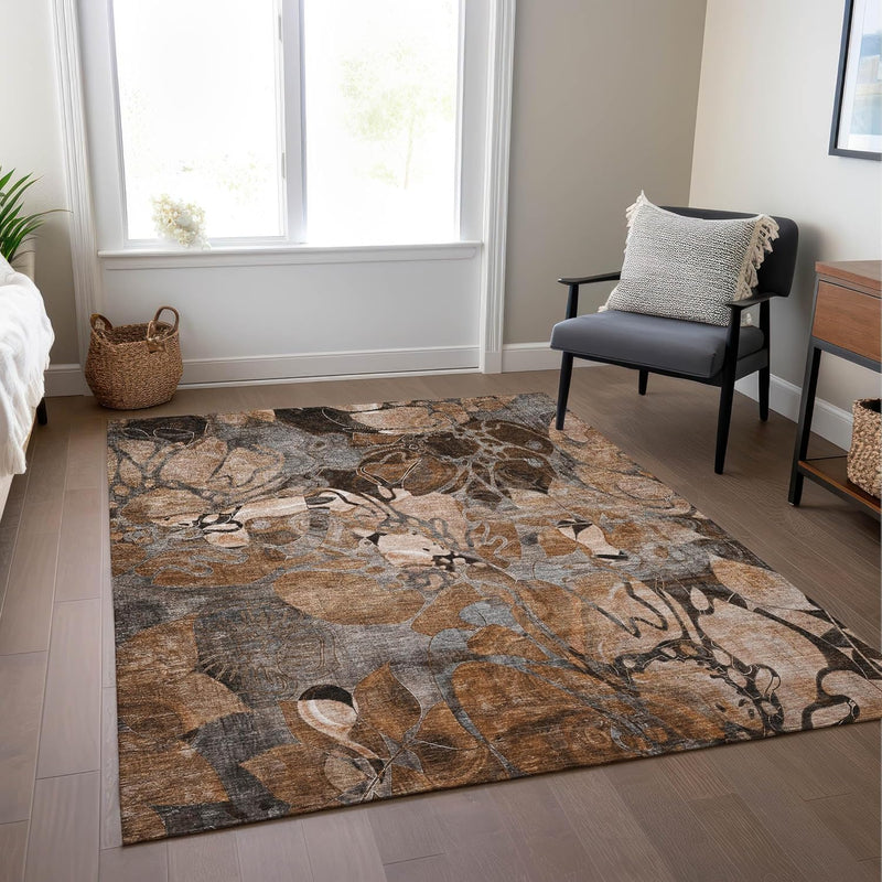 8' x 10 Addison Rugs Chantille Orange Indoor Outdoor Area Rug, Stain Resistant, Machine Washable, Non Shedding, Bedroom, Living Room, Dining Room, Kitchen Rug