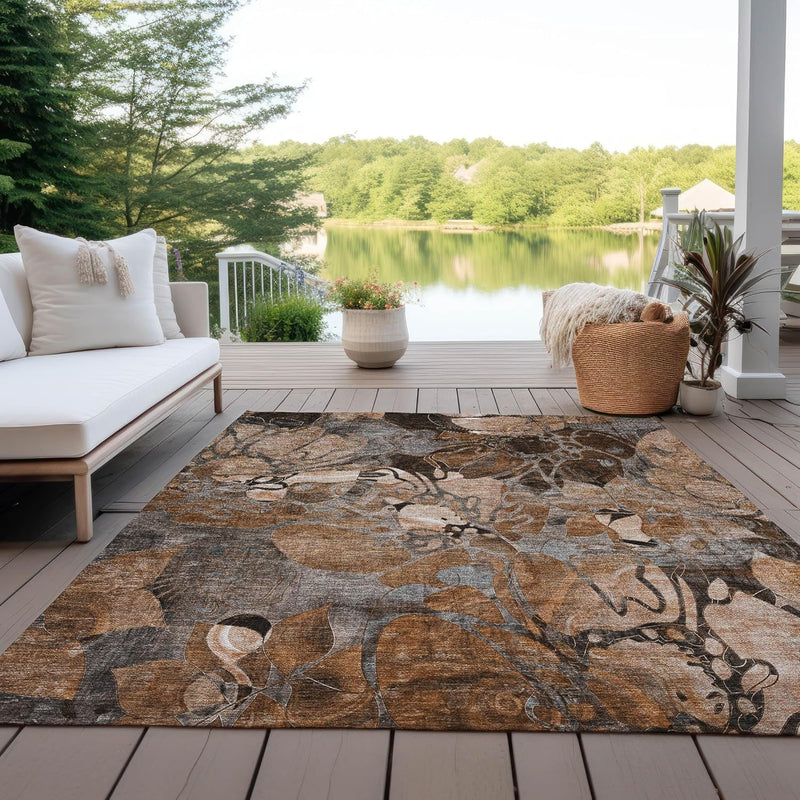 8' x 10 Addison Rugs Chantille Orange Indoor Outdoor Area Rug, Stain Resistant, Machine Washable, Non Shedding, Bedroom, Living Room, Dining Room, Kitchen Rug