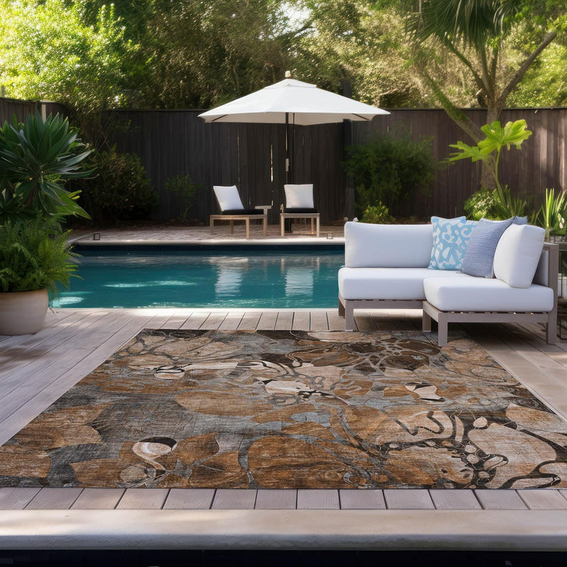 8' x 10 Addison Rugs Chantille Orange Indoor Outdoor Area Rug, Stain Resistant, Machine Washable, Non Shedding, Bedroom, Living Room, Dining Room, Kitchen Rug