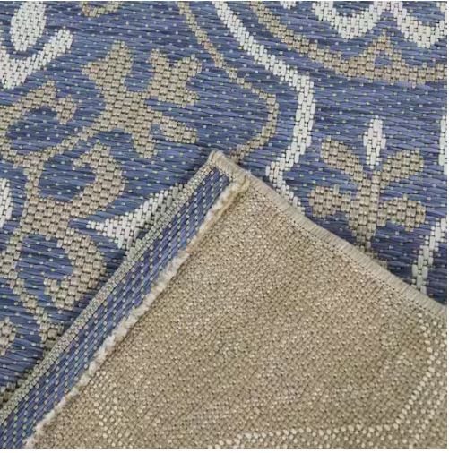 Blue 8 ft. x 10 ft. Neutral Tiles Indoor/Outdoor Area Rug