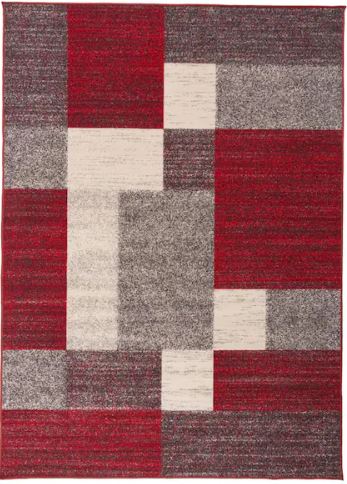 7 ft. 10 in. x 10 ft.  Geometric Boxes Design Non-Slip (Non-Skid) Red Indoor Area Rug
