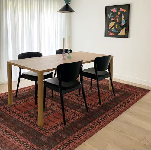 8 ft. x 10 ft. Lena Red and Black Transitional Woven Oriental Polyester Rectangle Indoor Area Rug
