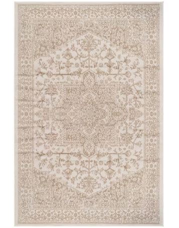6 ft. x 9 ft.Athena Beige Oriental Border Indoor Outdoor Patio Area Rug