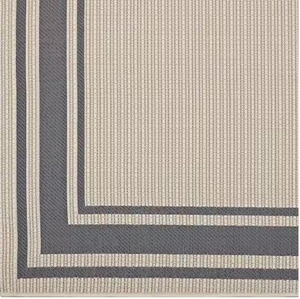 8 ft. x 10 ft. Rim Solid Border Borderline Indoor and Outdoor Area Rug in Gray and Beige