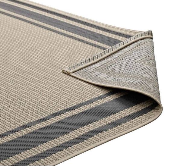 Rim Solid Border Borderline 8 ft. x 10 ft. Indoor and Outdoor Area Rug in Gray and Beige
