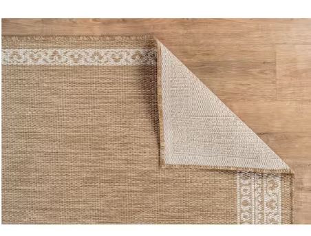 8 ft. x 10 ft. Frame Natural Geometric Bordered Washable Indoor Outdoor Area Rug
